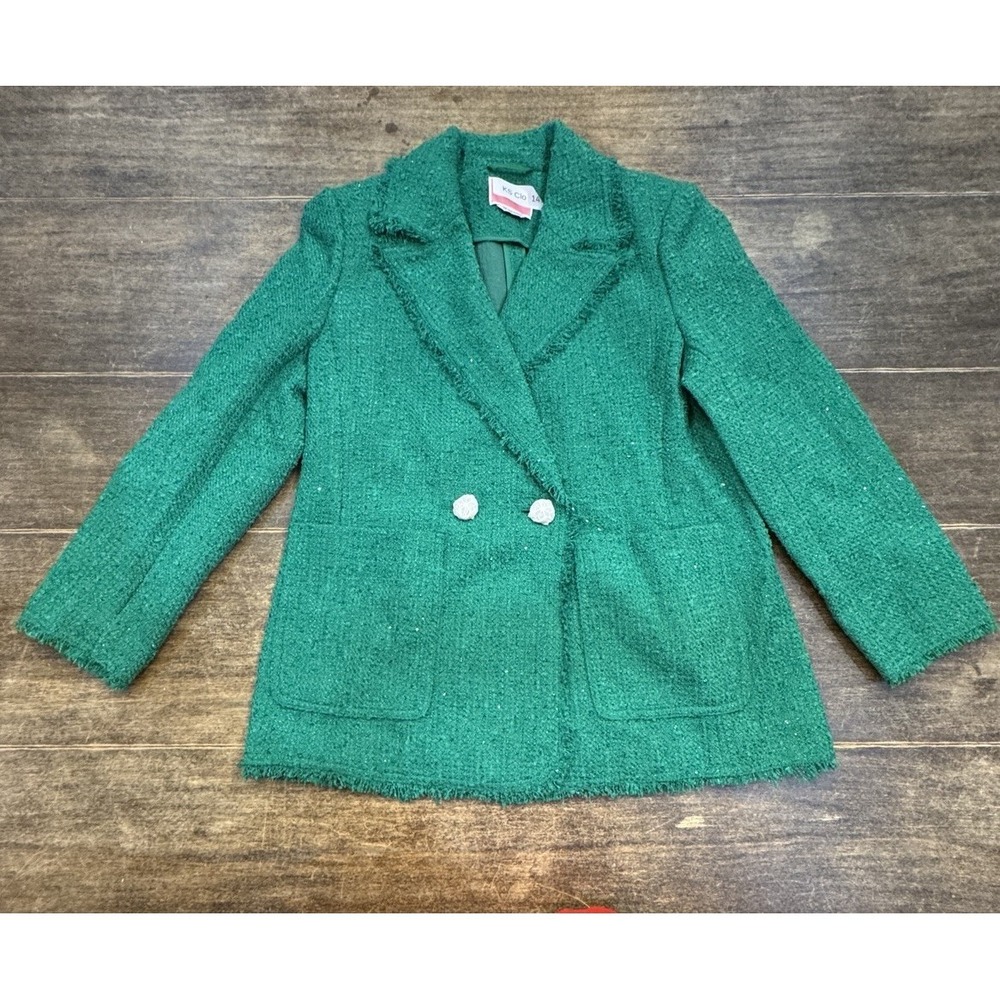 Kate Spade sequin tweed‎ Double Breasted blazer Kelly green Size 8 Shamrock - Picture 3 of 12